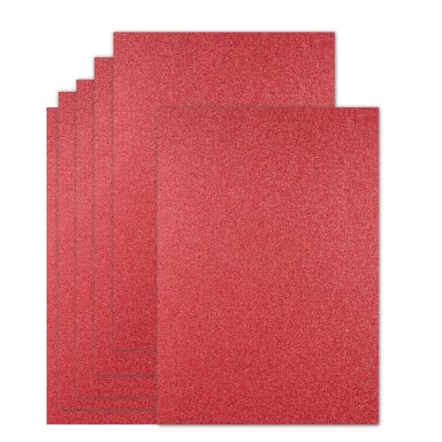 20 Sheets Red Glitter Cardstock 8.5 x 11 Inches, Heavyweight 250gsm Premium Sparkling Card Stock Paper for Card Making DIY Craft Party Decoration School Student Supplies (Red) - color: Red