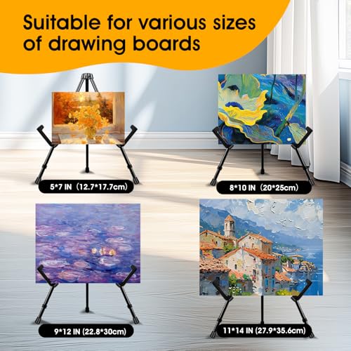 AROIC 3 Pack 14'' Tabletop Easels, Black Steel Table Top Easels for Display, Adjustable Portable Table Top Easel for Paintings, Signs, Posters,Frame Pictures(with 3 Bags) - style: 3P