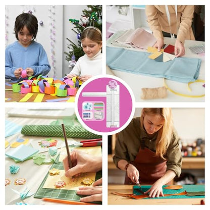4 in 1 A4 Craft Paper Cutter Rotary Trimmer with Sliding Blade, Safe Precision Paper Trimmer with Grid Lines & Ruler, Multi-Color Cutting Tool for Scrapbook, Cards & DIY Projects(Pink) - color: Pink