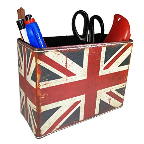 DreamsEden Vintage Pen Pencil Holder Cup Retro Pattern Desk Organizer for Home Office Bedroom (Union Jack Flag Square) - color: Union Jack Flag Rectangle