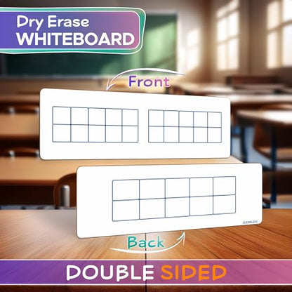 SCRIBBLEDO Dry Erase Ten Frame Board - 4" x 12" Double Sided Dry Erase Boards for Kids to Visualize and Practice Base 10 Number Concepts - Math Practice Board for Home School and Classroom