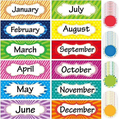 Zonon 48 Pcs Months of The Year Bulletin Board Set 12 Classroom Holiday Monthly Headliners with 36 Confetti Cutouts Seasonal Monthly Bulletin Board Borders Decoration for Classroom(Simple Style) - style: Simple Style