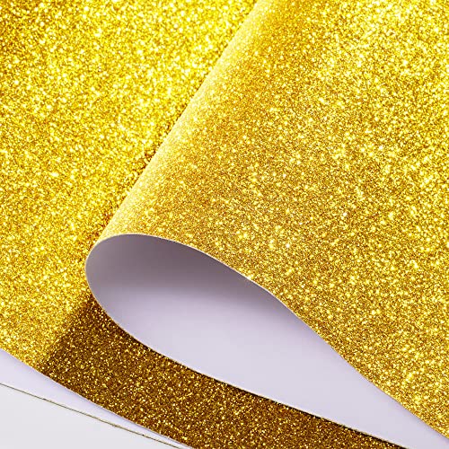 FunStick Glitter Paper Cardstock 15.8"x240" Gold Glitter Cardstock Sparkle Craft Paper Roll Self Adhesive Premium Glitter Sticker Papers Sheets for Card Making Cricut Diy Wedding Home Decor Removable - size: 15.8 x 240 inches