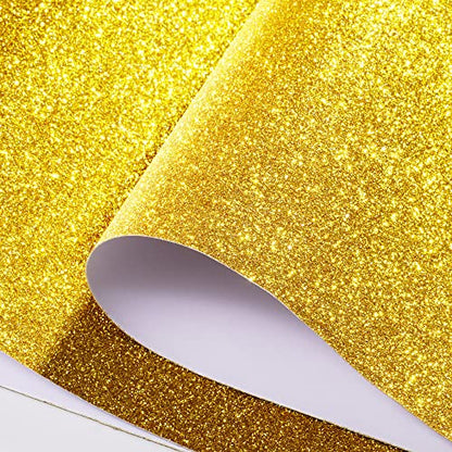 FunStick Glitter Paper Cardstock 15.8"x240" Gold Glitter Cardstock Sparkle Craft Paper Roll Self Adhesive Premium Glitter Sticker Papers Sheets for Card Making Cricut Diy Wedding Home Decor Removable - size: 15.8 x 240 inches