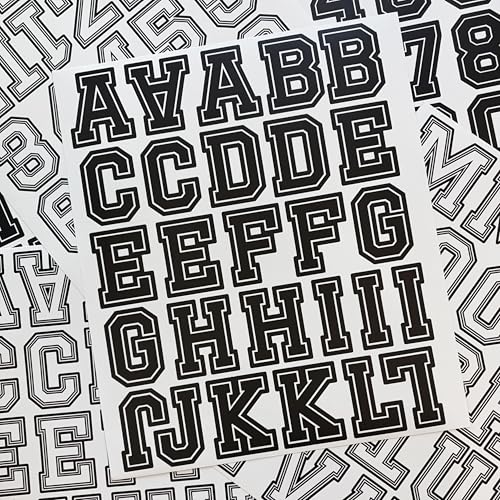 Varsity Letterman Alphabet Stickers – 150+ Black and White Collegiate Vinyl Letter Decals, 2.4 Inch Tall, for Posters, Arts, Crafts, Scrapbooking, and Personalization