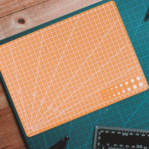 VILLCASE A4 Double-sided Cutting Mat for Crafts and Artist Carving, Orange Small Craft Cutting Board 30×22cm, Precision Sewing and DIY Work Mat for Hobbyists
