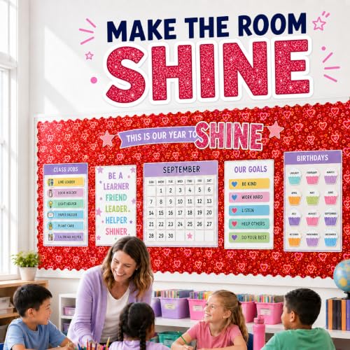 Red Iridescent Bulletin Board Paper Roll,17"x20 Ft Bulletin Board Background Paper Roll,Fade Resistant Wrinkle Resistant Poster DIY Crafts Papers Glitter Wallpaper Classroom Office Home Dec - color: red