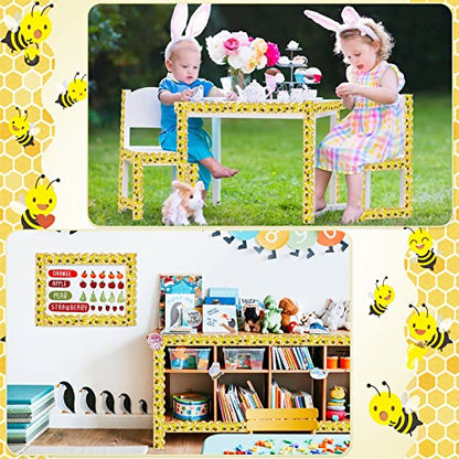 Panelee Bee Dazzle Border 68.9 Feet Bulletin Board Border Butterflies Flowers Bee Space Inspirational Cute Decor for Classroom Bulletin Boards Chalkboard Wall Decor - style: Bee
