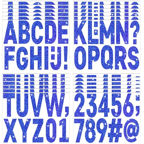 282 Pcs 24 Sheets Large Letter Stickers Glitter Big Font Alphabet Number Self Adhesive Vinyl Stick on Letters Sticker for Mailbox Crafts Poster Bulletin Boards Classroom Home Decor (Navy Blue,4 Inch) - color: Navy Blue, size: 4 Inch