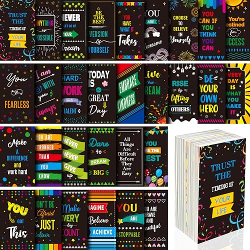 Gethelud 120 PCS Motivational Cards, 30 Designs Inspirational Cards with PET Film for Primary Middle High Reading Students, Book Lovers (2” x 3.5”) - style: Motivational Cards-A