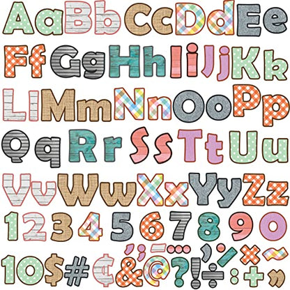 260pcs Letters Combo Pack Set Wood Grain Classroom Decorations Alphabet Letters Numbers Bulletin Board Block Accents Cutouts for Students Kids - style: Wood