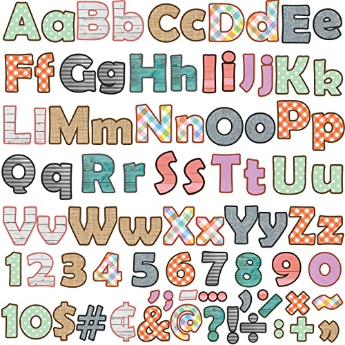 260pcs Letters Combo Pack Set Wood Grain Classroom Decorations Alphabet Letters Numbers Bulletin Board Block Accents Cutouts for Students Kids - style: Wood