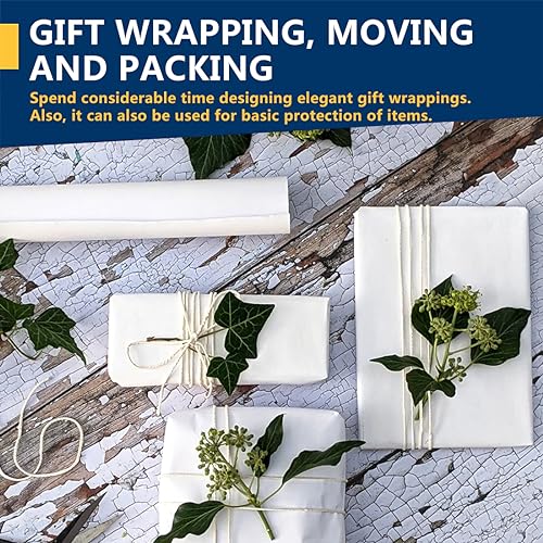 PerkHomy White Kraft Paper Roll 17.5" x 960" (80') for Gift Wrapping Bouquet Flower Art Painting Craft Writing Packaging Shipping 80GSM 55LB (White, 17.5" x 80') - color: White, size: 17.5" x 80'
