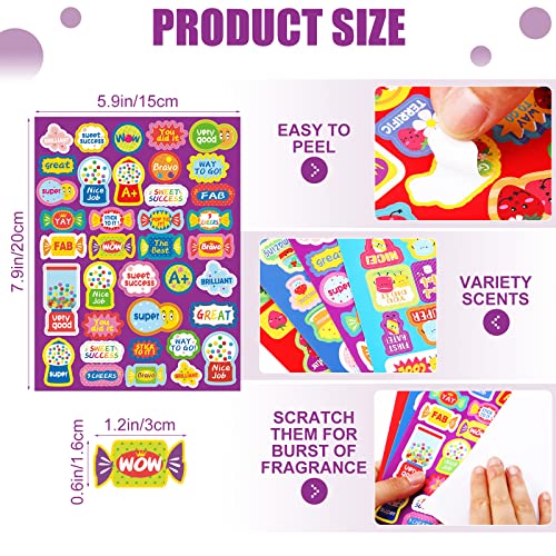 Eersida 750 Pcs Scented Smelly Reward Stickers for Kids Classroom, Motivational Scratch Dessert and Fruit Stickers for Teachers School Classroom Supplies Students Awards(Dessert Scents,Classic Style) - style: Classic