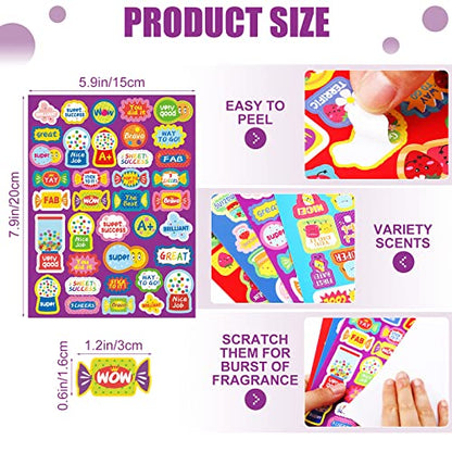 Eersida 750 Pcs Scented Smelly Reward Stickers for Kids Classroom, Motivational Scratch Dessert and Fruit Stickers for Teachers School Classroom Supplies Students Awards(Dessert Scents,Classic Style) - style: Classic