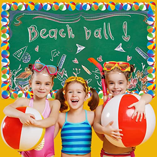 Panelee Summer Beach Ball Border 68.9 Feet Bulletin Board Border Butterflies Flowers Bee Space Inspirational Cute Decor for Classroom Bulletin Boards Chalkboard Wall Decor - style: Ball