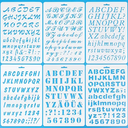 6 PCS Drawing Painting Stencils Scale Template Sets, Alphabet Letter Drawing Painting Stencils Scale Template for Scrapbooking, Card and Craft Projects