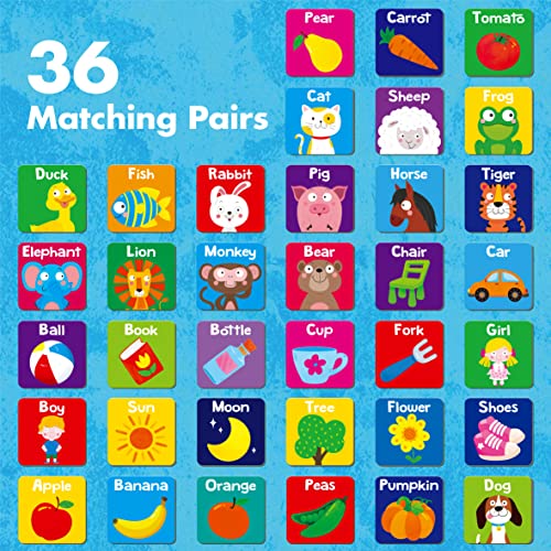 Memory Matching Game, 72 PCS First Words Matching Cards for Toddlers 36 Pairs Memory Cards Educational Toys for Preschool 4 5 6 Years Old - style: First Words
