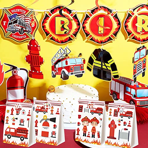 24pcs Firetruck Goodie Bags Fire Truck Birthday Party Supplies Firefighter Party Supplies Firetruck Birthday Decorations - style: firetruck