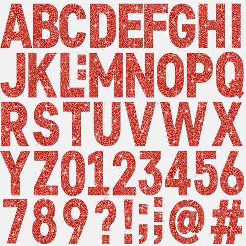 24 Sheets Large Letter Stickers Big Font Glitter Alphabet Number Stickers Self Adhesive Stick on Letters for Poster Board Bulletin Board Mailbox Crafts Classroom Home Decor (Red, 6 Inch) - color: Red, size: 6 Inch