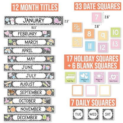 Hadley Designs Classroom Calendar Set Bulletin Board Decorations - Pastel School Calendar for Classroom Decor, Kindergarten Preschool Elementary Teacher Must Haves, Homeschool & Daycare Essentials - style: Composition Notebook