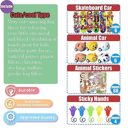Leeche Premium Pop Party Favors Toys for kids,107PCS Prize Box Toys for All Ages kids,Birthday Party, School Classroom Rewards, Carnival Prizes, Pinata Fillers, Treasure Chest, Goody Bag Fillers