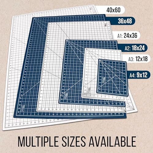 U.S. Art Supply 36" x 48" Self-Healing Cutting Mat 5-Ply - Double-Sided White/Blue Craft Mat, Non-Slip Cutting Mats for Crafts, Sewing, Quilting, Scrapbooking - color: White/Blue