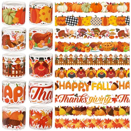 262Ft Thanksgiving Fall Border for Bulletin Board Thanksgiving Bulletin Border Trim Autumn Pumpkins Maple Leaf Turkey Decoration Borders for Classroom School Office Party Supplies Wall Decor - style: Thanksgiving