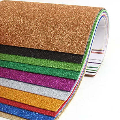LOMIMOS 10 PCS Self Adhesive EVA Foam Paper Sheets,Colorful Glitter Paper for Handicraft Arts and Crafts DIY Project Classroom(8x12 in) - color: Adhesive Glitter