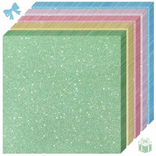 Kisston 50 Pcs 12" x 12" Candy Colors Glitter Cardstock Paper No-shed Card Stock Paper 250 GSM(92 lb) Heavyweight Cardstock Glitter for Crafts Sparkly for Card Making DIY Art Projects Scrapbook - color: Candy Colors, size: 250 Gsm