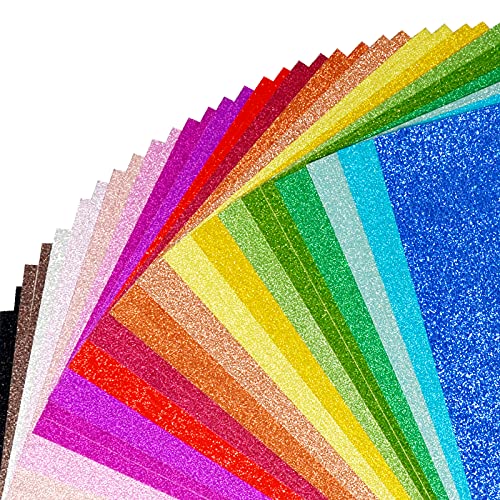 Simetufy Glitter Cardstock, 40 Sheets in 20 Colors, A4 Premium Cardstock for Cricut, Crafts and DIY Projects, Sparkly Paper for Card Making, 250 GSM
