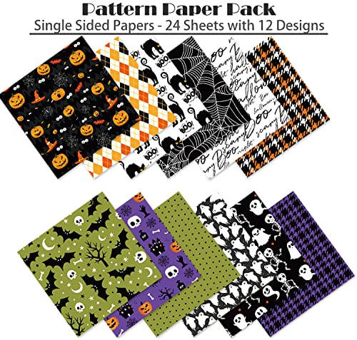 YASMEN Scrapbook Paper Pad - 6"×6” - 24 Sheets Halloween Scrapbooking Supplies Kit - 160gsm Single-Sided Pattern, Designer Planner, Junk Journal Craft Paper, Card Making Supplies - color: Halloween - 6×6