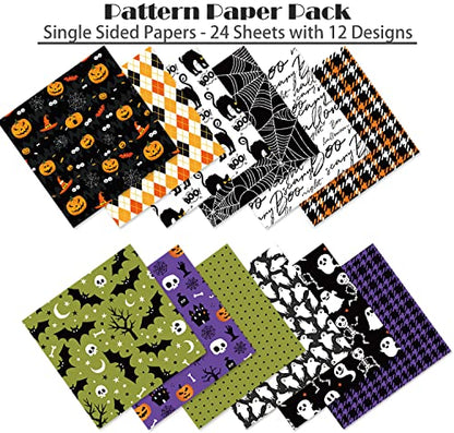 YASMEN Scrapbook Paper Pad - 6"×6” - 24 Sheets Halloween Scrapbooking Supplies Kit - 160gsm Single-Sided Pattern, Designer Planner, Junk Journal Craft Paper, Card Making Supplies - color: Halloween - 6×6