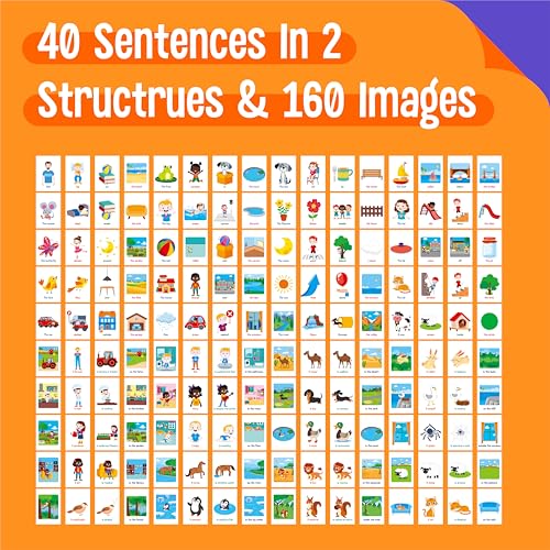 Sentence Flip Charts, 80 Double Sided Cards 40 Sentences, Learn Parts of Speech Who/What/Where Sentence Building Freestanding Flip Chart Educational Tool for Preschool Kindergarten 1st 2nd Grade - style: Sentence-C