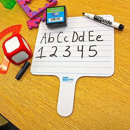 Flipside Products Rectangular Lined Dry Erase Answer Paddles, Double-Sided, Auction, Handheld Whiteboard, Handle Response Board, Classroom Dry Erase, Writing Practice, Pack of 12 - style: 12 Pack