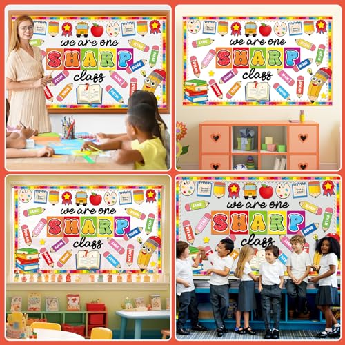 gisgfim Back to School Bulletin Board Decorations We are One Sharp Class First Day of School Classroom Decor Writable Pencil Paper Cutouts Bulletin Board Set for Preschool Elementary Decor Supplies - style: We Are One Sharp Class