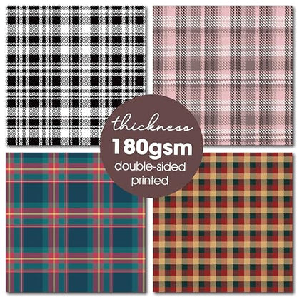 Plaid Tartan Flannel 12x12 in Double Sided Paper Pad Pack Scrapbook Cardstock Decorative Paper - 36 Sheets - for Boys Card Making Origami Decorative Scrapbooking Supplies