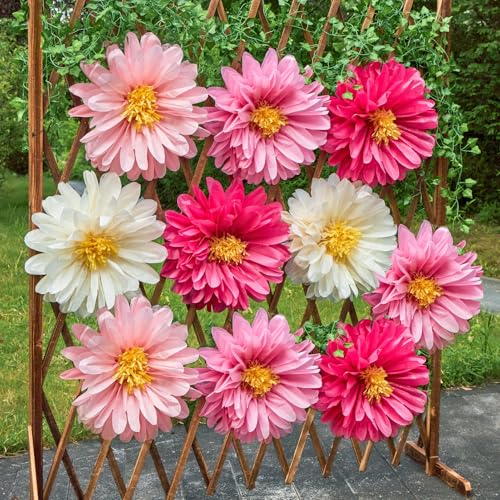 Pink Paper Flowers 6 Pcs, 10 Pcs 20 Inch Large Paper Flowers for Pink Party Decorations, Girl Women Birthday Decorations, Tissue Paper Flower Decoration for Backdrop, Classroom and Wall Decor - color: Pink