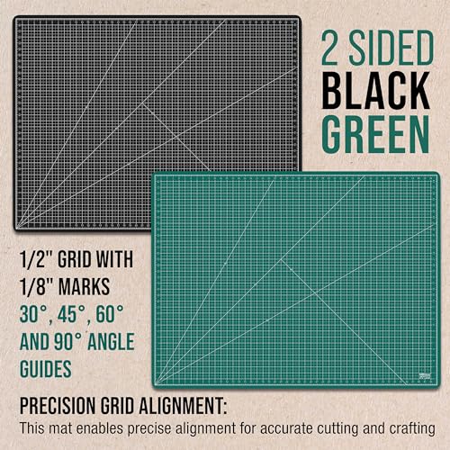 U.S. Art Supply 36" x 48" Self-Healing Cutting Mat 5-Ply - Double-Sided Green/Black Craft Mat, Non-Slip Cutting Mats for Crafts, Sewing, Quilting, Scrapbooking - color: Green/Black