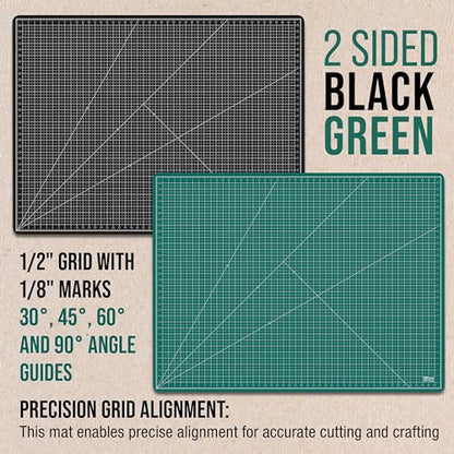 U.S. Art Supply 36" x 48" Self-Healing Cutting Mat 5-Ply - Double-Sided Green/Black Craft Mat, Non-Slip Cutting Mats for Crafts, Sewing, Quilting, Scrapbooking - color: Green/Black