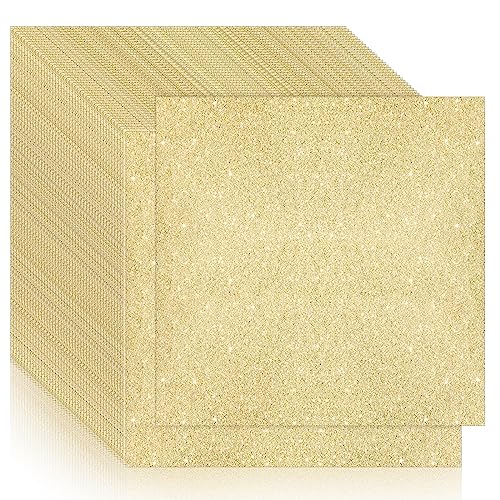 Kisston 50 Pcs 12" x 12" Gold Glitter Cardstock Paper No-shed Card Stock Paper 300 GSM(110 lb) Heavyweight Cardstock Glitter for Crafts Sparkly for Card Making DIY Art Projects Scrapbook - color: Gold, size: 300 Gsm