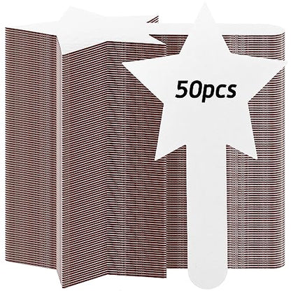 50 Pieces Star Shape Dry Erase Answer Paddles Handheld Double Sided Paddles Mini White Boards Small Dry Erase Board Auction Paddles for Students Teacher Classroom Bidding Voting Score Boards