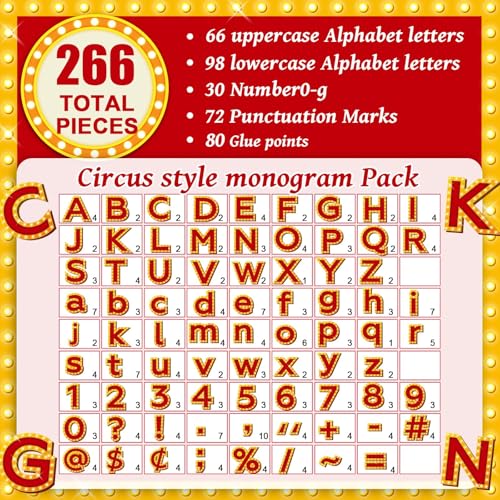 266 Pcs Letters Combo Pack Set Bulletin Board Letter Circus Carnival Letters and Number Accents for Kids Bulletin Board Display Home School Classroom Decor - style: Circus Carnival