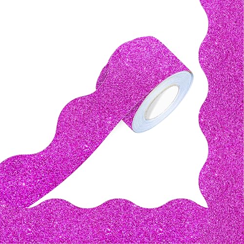 66 Feet Bulletin Board Borders, Glittering Rolled Border Trim with Wavy Line Design - Walls, Desks, Windows, Doors, Chalkboards, Whiteboards Decors for School, Classroom, Home & Offices (Purple) - color: Shining Purple (66 Feet)