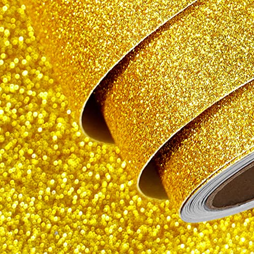 FunStick Glitter Paper Cardstock 15.8"x240" Gold Glitter Cardstock Sparkle Craft Paper Roll Self Adhesive Premium Glitter Sticker Papers Sheets for Card Making Cricut Diy Wedding Home Decor Removable - size: 15.8 x 240 inches