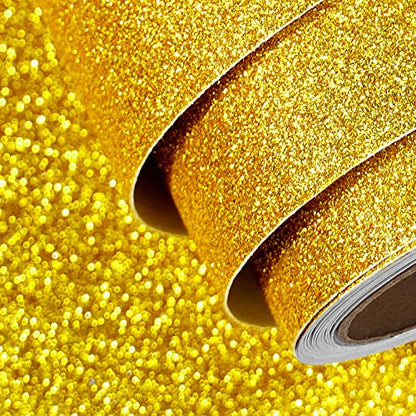 FunStick Glitter Paper Cardstock 15.8"x240" Gold Glitter Cardstock Sparkle Craft Paper Roll Self Adhesive Premium Glitter Sticker Papers Sheets for Card Making Cricut Diy Wedding Home Decor Removable - size: 15.8 x 240 inches