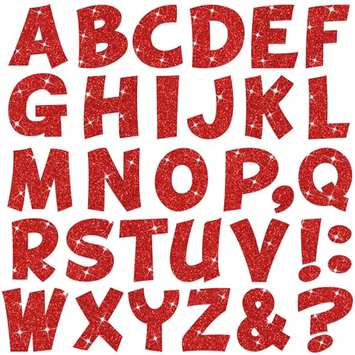 132Pcs Red Letter Stickers Glitter Bulletin Board Letters 2.5Inch 12 Sheets Large Alphabet Stickers Self Adhesive Vinyl Poster Boards Letters for Mailbox Classroom Home Party Decor (12,Red,2.5 Inch) - color: Red, size: 2.5 Inch