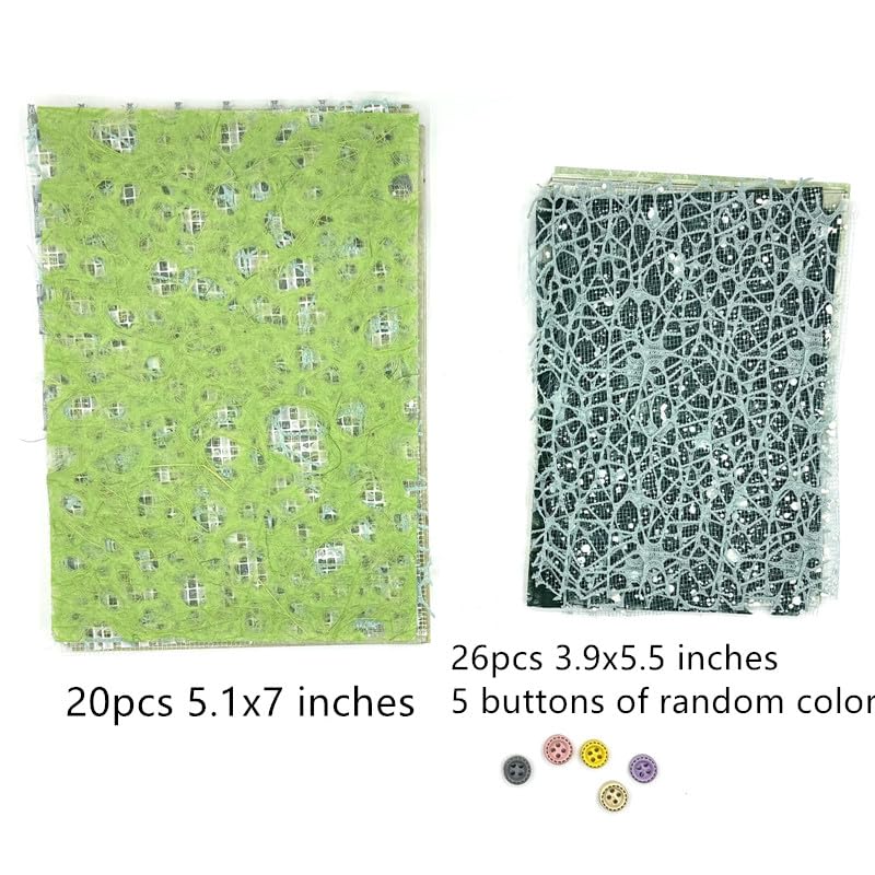 Textured Scrapbook Paper Mesh Fabric - Junk Journal Supplies Assorted Set 51 Sheets Mixed Scrapbooking Materials Boho Cardstock Aesthetic Decoupage Paper for Crafts