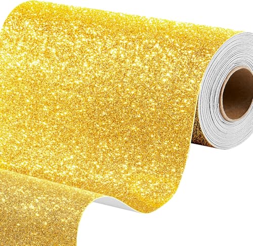 Stickyart Gold Glitter Cardstock Paper - Self Adhesive Glitter Sheets & Fabric for Crafts, Birthday & Christmas Decorations - 15.8"x78.7" - color: Gold, size: 15.8"x78.7"
