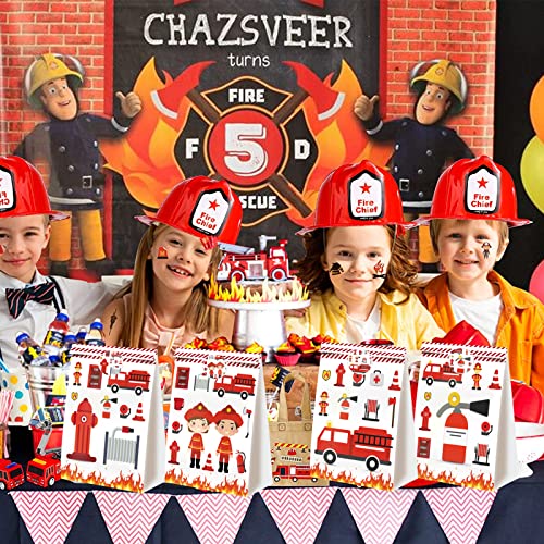 24pcs Firetruck Goodie Bags Fire Truck Birthday Party Supplies Firefighter Party Supplies Firetruck Birthday Decorations - style: firetruck
